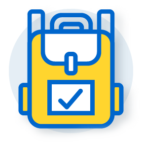 illustration of a backpack with a checkmark