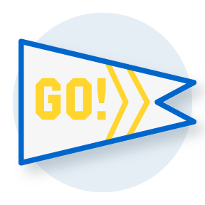 illustration of a pennant with the word Go! on it
