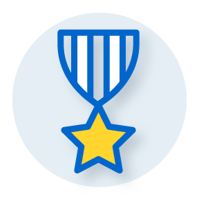 illustration of a ribbon with a star medal hanging from it