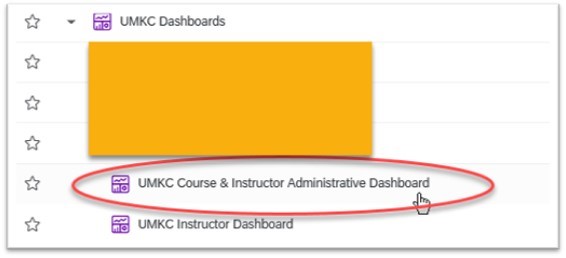 Choose the UMKC Course and Instructor Administrative Dashboard