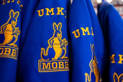 Photo of blue and gold jackets sold at Roos Mobb 2024