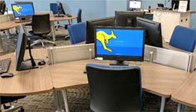 UMKC computer lab with Roo desktop image