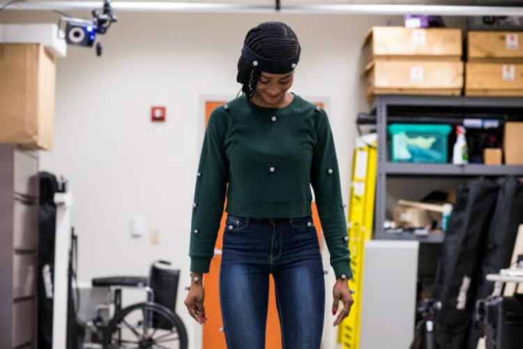 UMKC engineering student Mary Okafor in the motion lab.