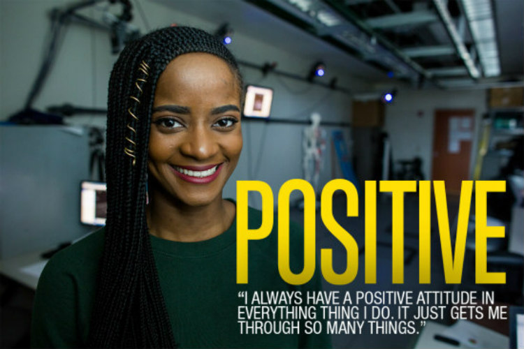 UMKC engineering student uses the word "positive" to describe herself.