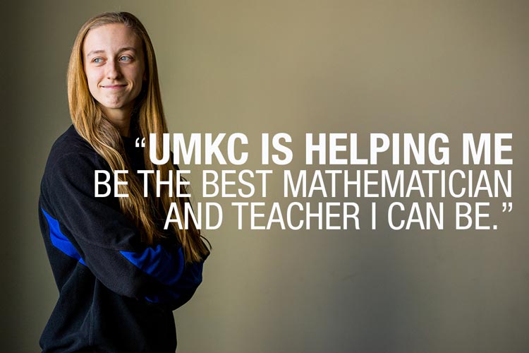 Daiwa with text quote saying UMKC is helping her be the best math teacher she can be