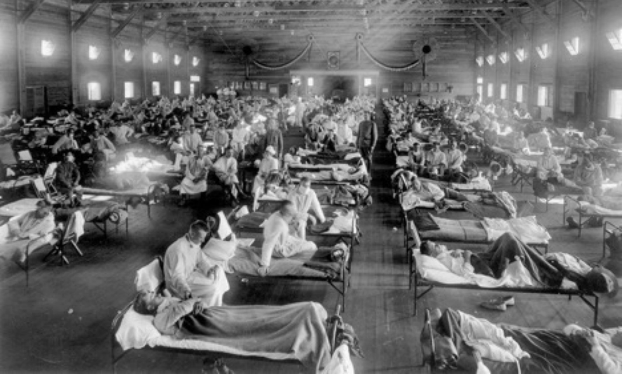 soldiers being treated for flu at Ft. Riley in 1918