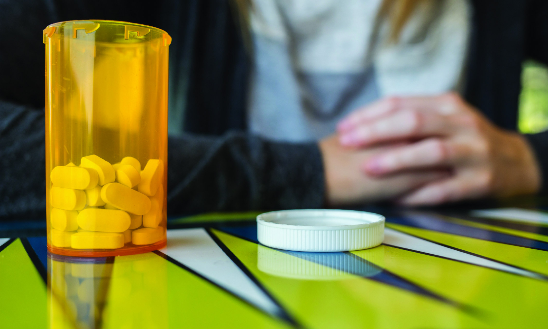 Closeup shot of pills on table
