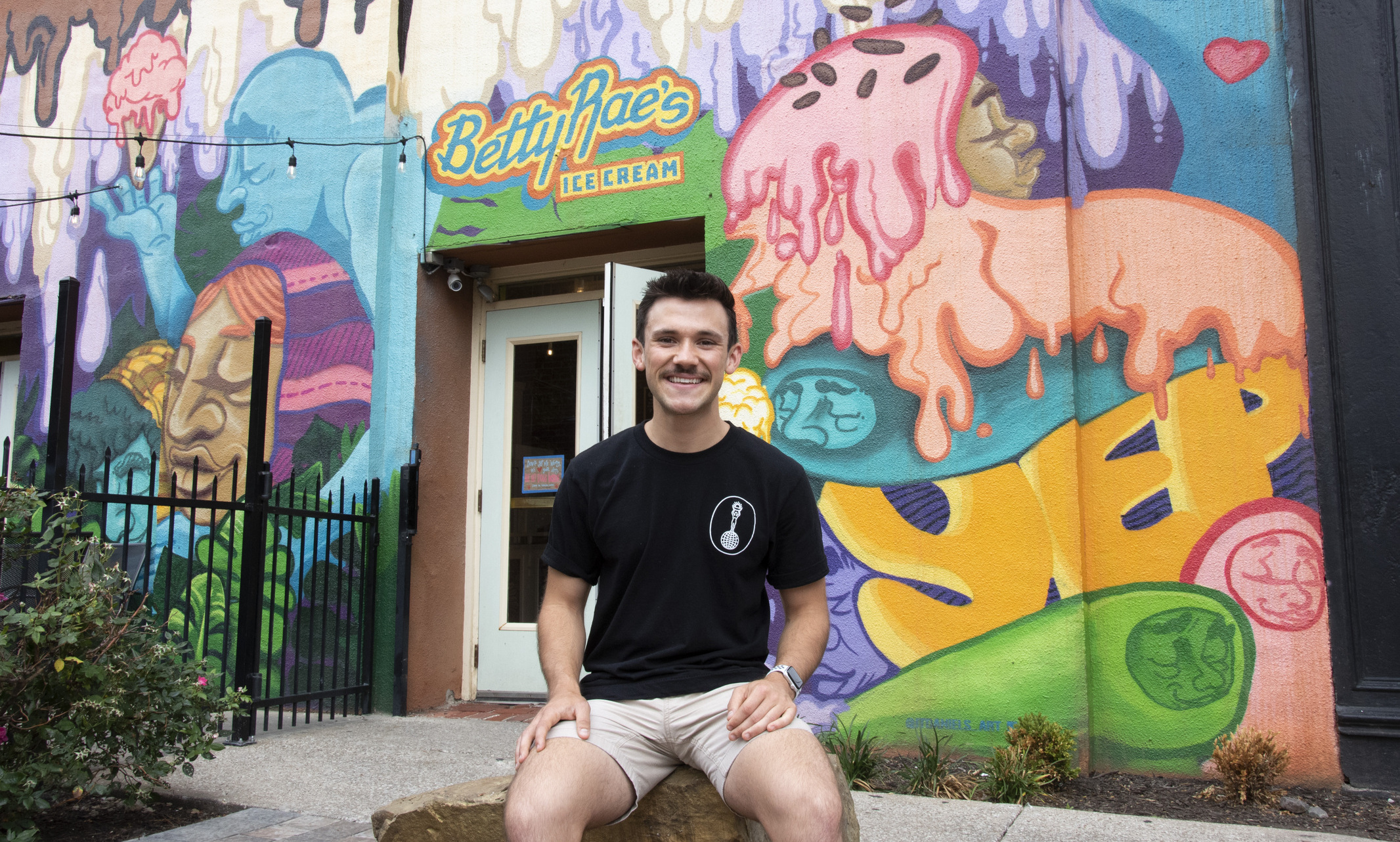 Alec Rodgers in front of Betty Rae's