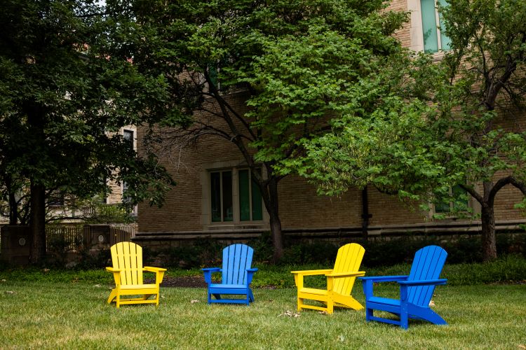 Picture of blue and gold chairs