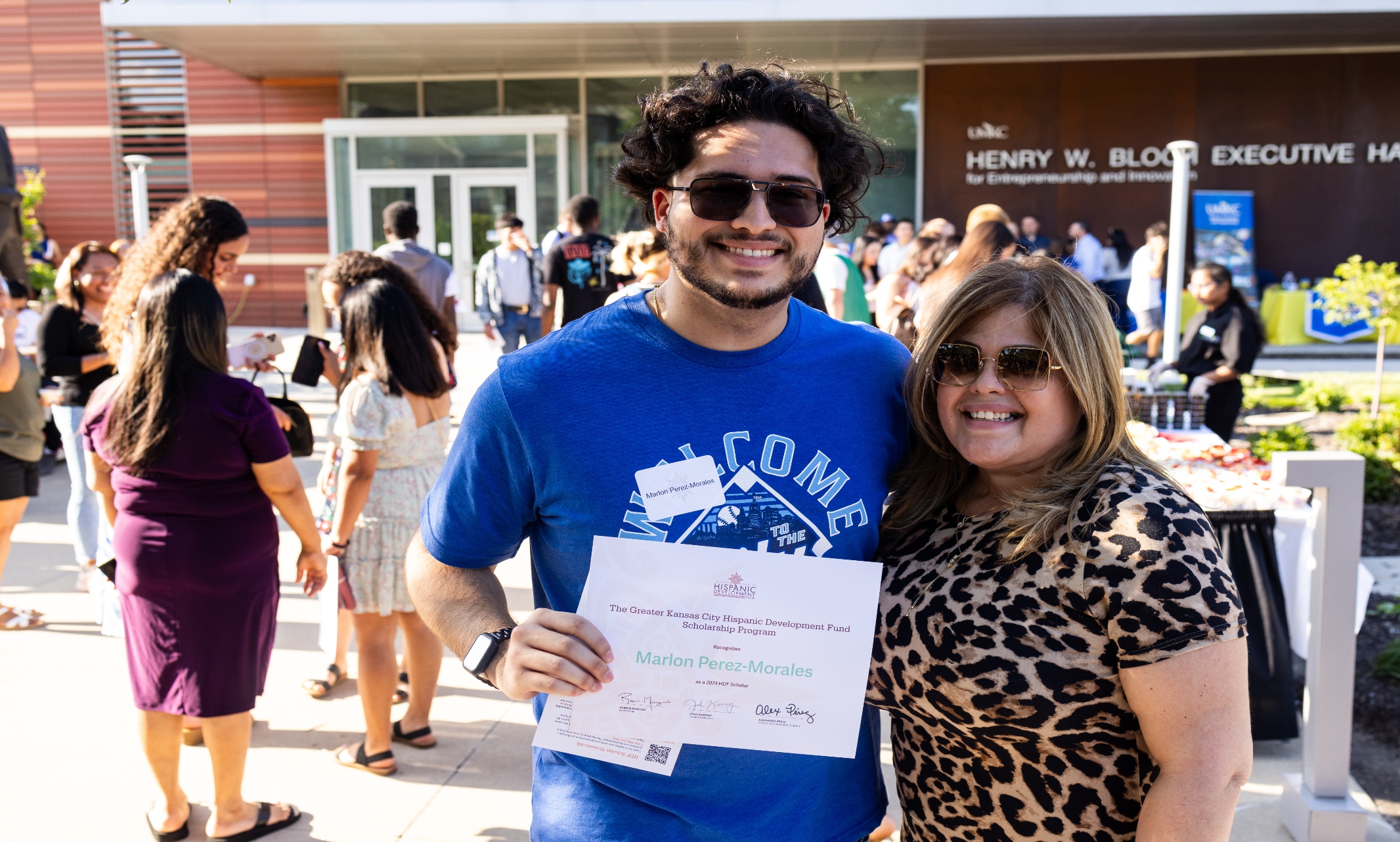 Sophomore Marlon Perez-Morales poses with his mother