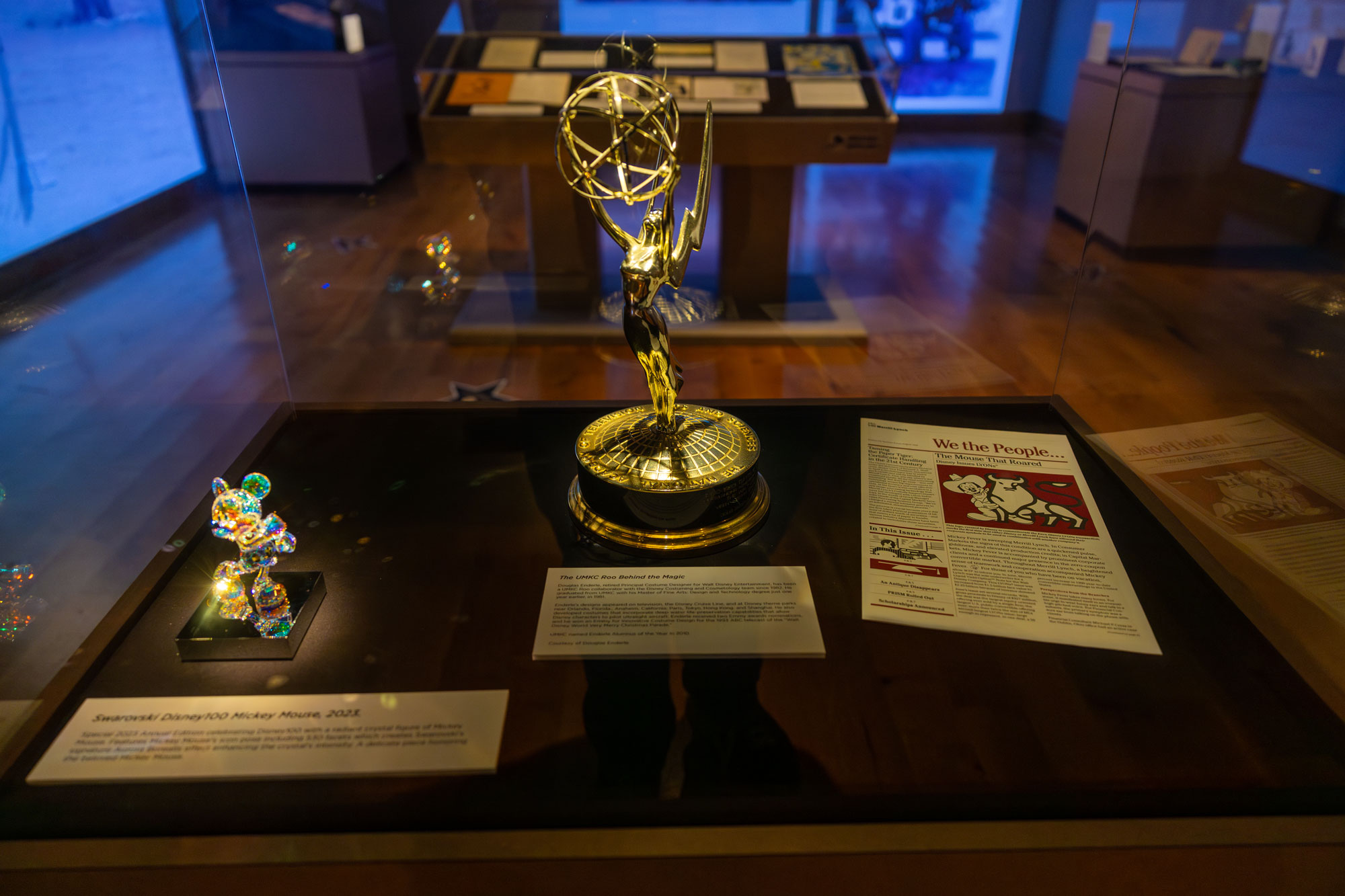 Artifacts at Disney 100 exhibit with connections to Kansas City