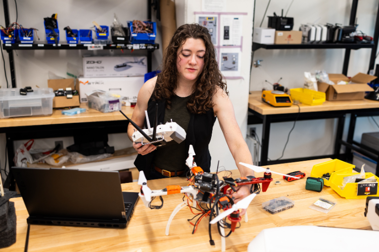 Kaitie working with drones.