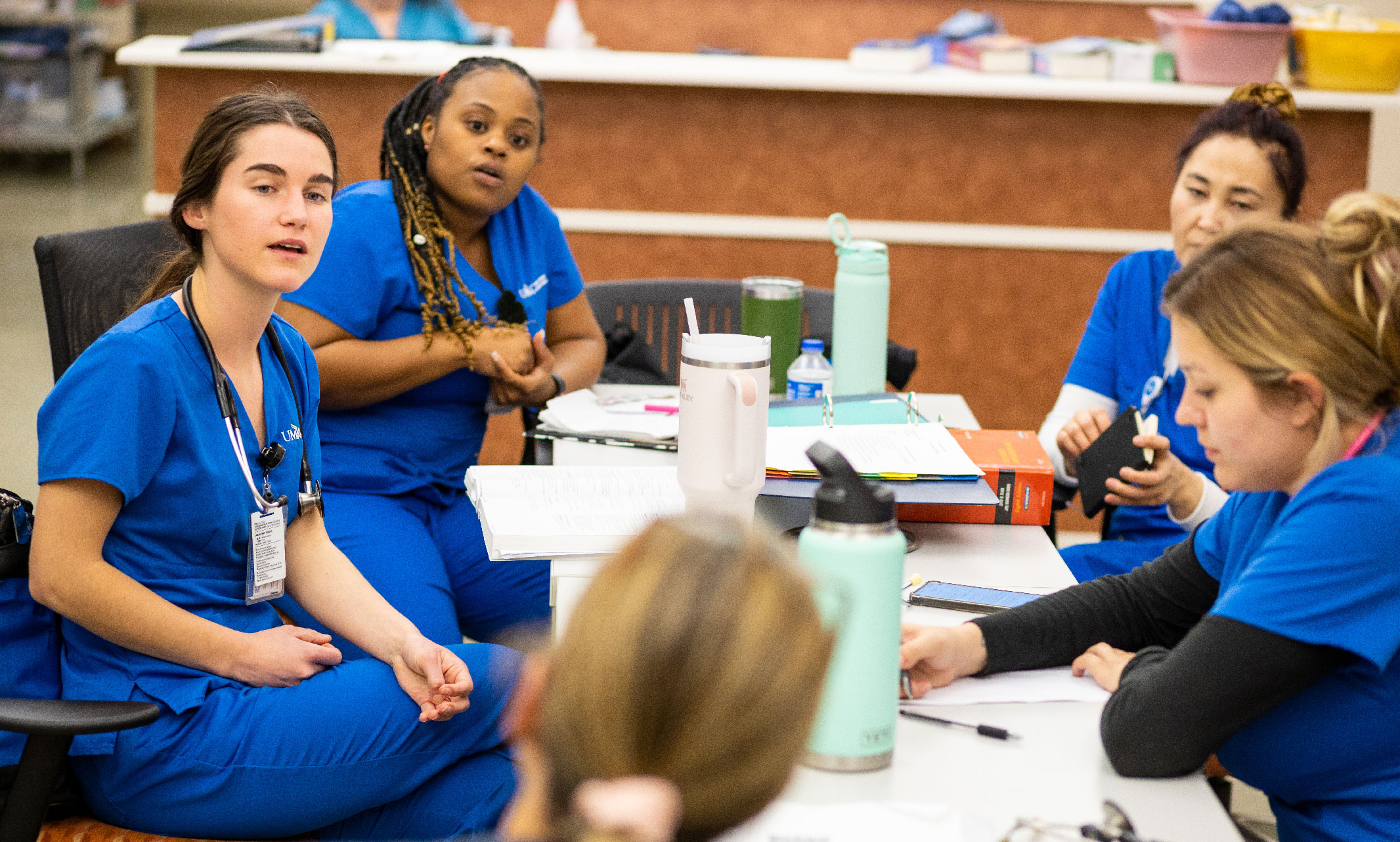 Nursing students mid-discussion