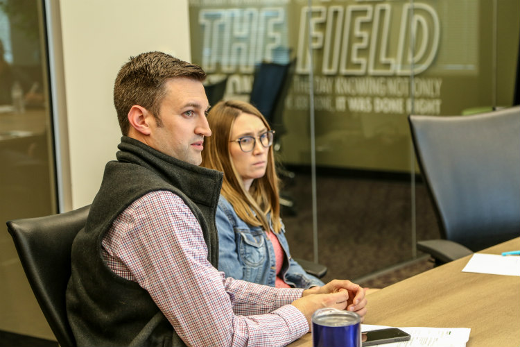 Mark Chrisman in a meeting at Henderson Engineers.